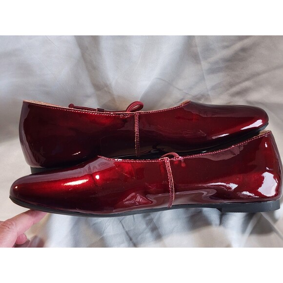 Empress Square Toe Flats Wine Patent Leather Slip on Elastic Strap EU 42 US 12 - Picture 10 of 14